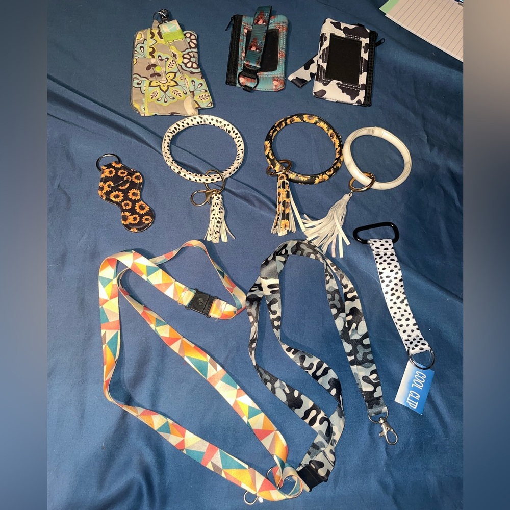 Wallets, key chains, lanyards, chapstick holder